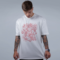 CAMISETA OVERSIZED OFF WHITE - RED KOI