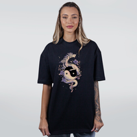 CAMISETA OVERSIZED PRETA - DRAGON FLOWER