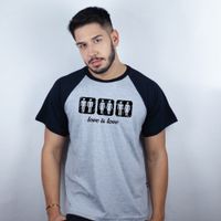 CAMISETA RAGLAN CINZA - AMOR É AMOR