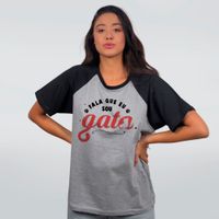 CAMISETA RAGLAN CINZA - FALA QUE EU SOU GATA