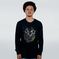 MANGA LONGA PRETA - SKULL & FLOWERS