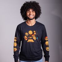 MANGA LONGA PRETA - EMOJI BRANCO