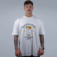 CAMISETA OVERSIZED OFF WHITE - PEACE IS ALWAYS AN OPTION CLUB