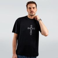 CAMISETA OVERSIZED PRETA - CRUZ TRIBAL