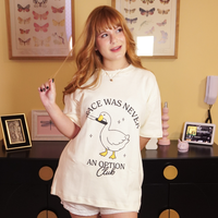 CAMISETA OVERSIZED OFF WHITE - PEACE WAS NEVER AN OPTION CLUB