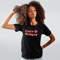 CAMISETA PRETA - CUTE AND HUNGRY