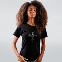 CAMISETA PRETA - CRUZ TRIBAL