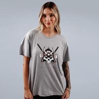 CAMISETA CINZA - SAMURAI SKULL