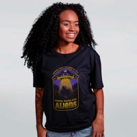 CAMISETA PRETA - DEATH, TAXES AND ALIENS
