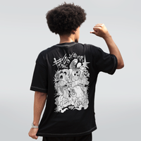 CAMISETA OVERSIZED PRETA COM COSTURA BRANCA - BREAKBONES