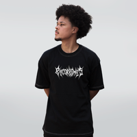 CAMISETA OVERSIZED PRETA COM COSTURA BRANCA - BREAKBONES