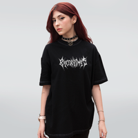 CAMISETA OVERSIZED PRETA COM COSTURA BRANCA - BREAKBONES