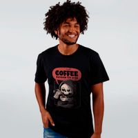 CAMISETA PRETA - COFFEE BECAUSE LIFE