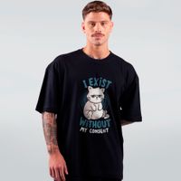 CAMISETA OVERSIZED PRETA - I EXIST WITHOUT MY CONSENT