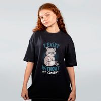 CAMISETA OVERSIZED PRETA - I EXIST WITHOUT MY CONSENT