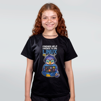 CAMISETA PRETA -  FRIENDS HELP FRIENDS TO USE LINUX