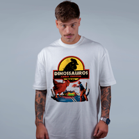 CAMISETA OVERSIZED OFF WHITE - DINOSSAUROS AINDA EXISTEM