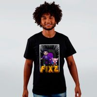 CAMISETA PRETA - FIXZ E SEU AMIGO