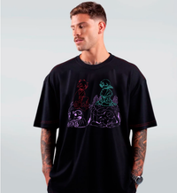 CAMISETA OVERSIZED PRETA COM COSTURA VERMELHA - REST