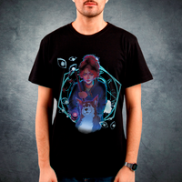 CAMISETA PRETA - MIA E LUPI - ENIGMA DO MEDO