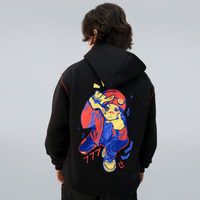 MOLETOM PRETO COM PESPONTO E FORRO VERMELHO - 777