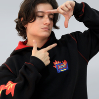 MOLETOM PRETO COM PESPONTO E FORRO VERMELHO - 777