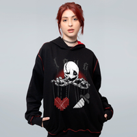 MOLETOM PRETO COM PESPONTO E FORRO VERMELHO - DOIS LADOS DO AMOR