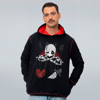 MOLETOM PRETO COM PESPONTO E FORRO VERMELHO - DOIS LADOS DO AMOR
