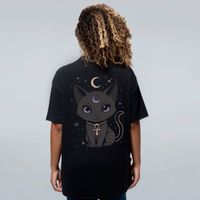 CAMISETA OVERSIZED PRETA - GATINHO BASTET