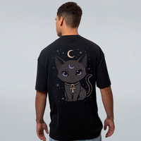 CAMISETA OVERSIZED PRETA - GATINHO BASTET