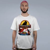 CAMISETA OFF WHITE - DINOSSAUROS AINDA EXISTEM
