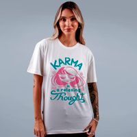 CAMISETA OFF WHITE - KARMA IS A RELAXING THOUGHT