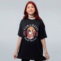 CAMISETA OVERSIZED PRETA - CARAMELO COLORIDA