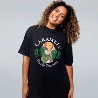 CAMISETA OVERSIZED PRETA - CARAMELO