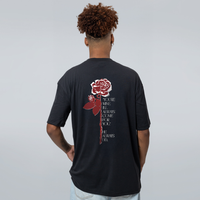 CAMISETA OVERSIZED PRETA - ROSE IN A GRAVEYARD