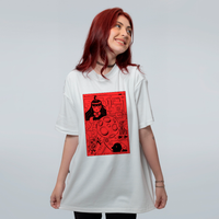CAMISETA OVERSIZED OFF WHITE - CHICKEN VERMELHA