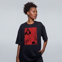 CAMISETA OVERSIZED PRETA - CHICKEN VERMELHA
