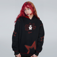 MOLETOM PRETO COM PESPONTO E FORRO VERMELHO - STAR CAT