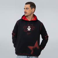MOLETOM PRETO COM PESPONTO E FORRO VERMELHO - STAR CAT