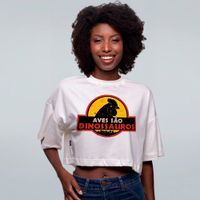 CROPPED OVERSIZED OFF WHITE - AVES SÃO DINOSSAUROS