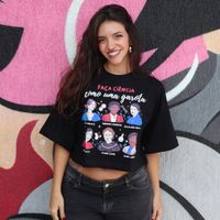 CROPPED OVERSIZED PRETO - FAÇA CIÊNCIA COMO UMA GAROTA