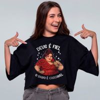 CROPPED OVERSIZED PRETO - DEUS É FIEL