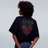 CROPPED OVERSIZED PRETO - HEARTBREAK