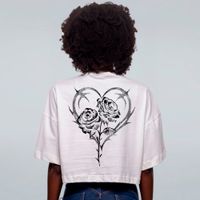 CROPPED OVERSIZED OFF WHITE - ROSES ARE RED