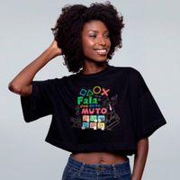CROPPED OVERSIZED PRETO - FALA QUE EU TE MUTO
