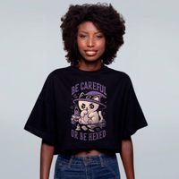 CROPPED OVERSIZED PRETO - BE CAREFUL OR BE HEXED