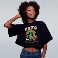 CROPPED OVERSIZED PRETO - CATS BECAUSE
