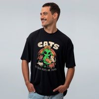 CAMISETA OVERSIZED PRETA - CATS BECAUSE