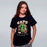 CAMISETA PRETA - CATS BECAUSE