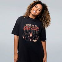 CAMISETA OVERSIZED PRETA - SUPPORT YOUR LOCAL